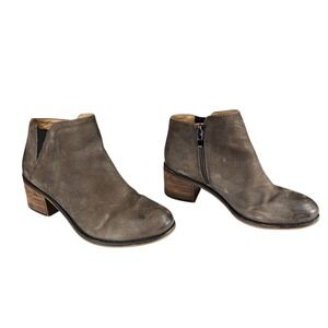 Franco Sarto Ankle Boot 6 Women Melville Brown Leather Zip Western Boho Distress